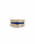 Vintage Diamond and Sapphire Channel Ring in 18K Gold by Alexandra Mann Jewelry