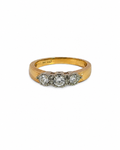 Vintage Three Stone Diamond Ring in 14K Yellow Gold by Alexandra Mann Jewelry