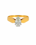 Vintage Pear Engagement Ring in 14K Yellow Gold by Alexandra Mann Jewelry