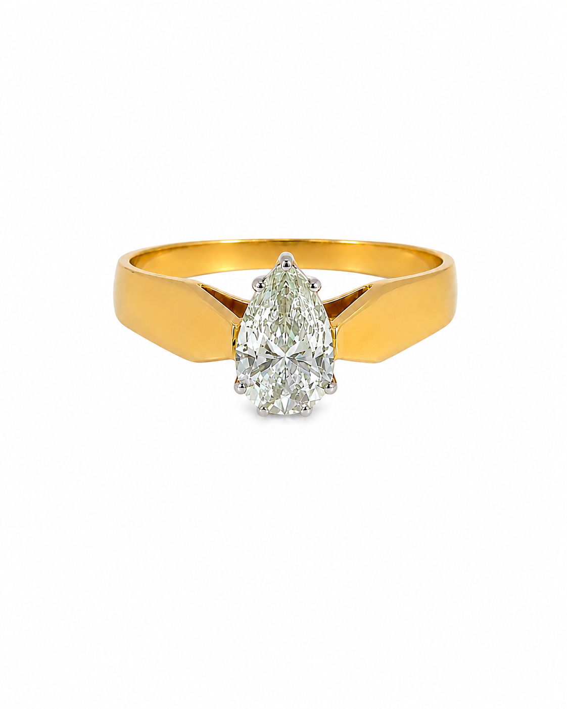Vintage Pear Engagement Ring in 14K Yellow Gold by Alexandra Mann Jewelry