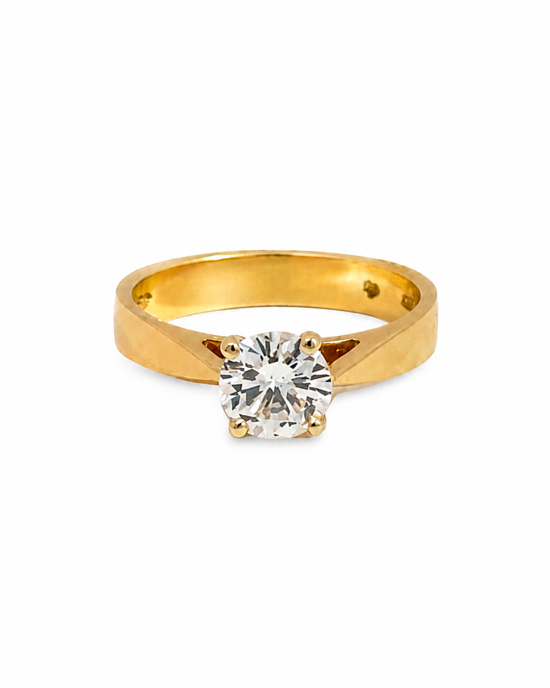 Vintage Tapered Engagement Ring in 14K Yellow Gold by Alexandra Mann Jewelry