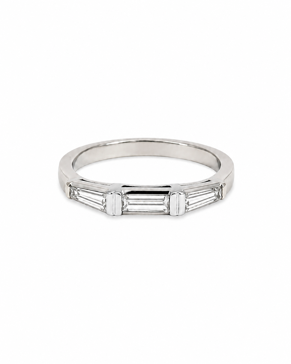 Vintage Baguette Band in 14K White Gold by Alexandra Mann Jewelry