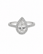 Vintage Pear Engagement Ring in 14K White Gold by Alexandra Mann Jewelry
