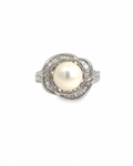 Vintage Pearl and Baguette Diamond Ring