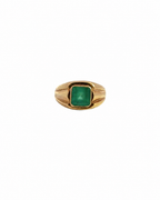 Vintage Bezel Emerald Signet Ring in 18K Yellow Gold by Alexandra Mann Jewelry