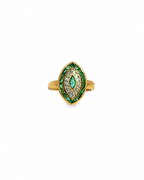 Emerald Marquise Cocktail Ring in 14K Yellow Gold by Alexandra Mann Jewelry