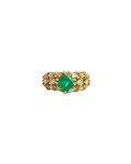 Emerald with Marquise and Round Diamond Ring in 18K Yellow Gold by Alexandra Mann Jewelry