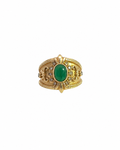 Vintage Emerald Cabochon Ring in 14K Yellow Gold by Alexandra Mann Jewelry