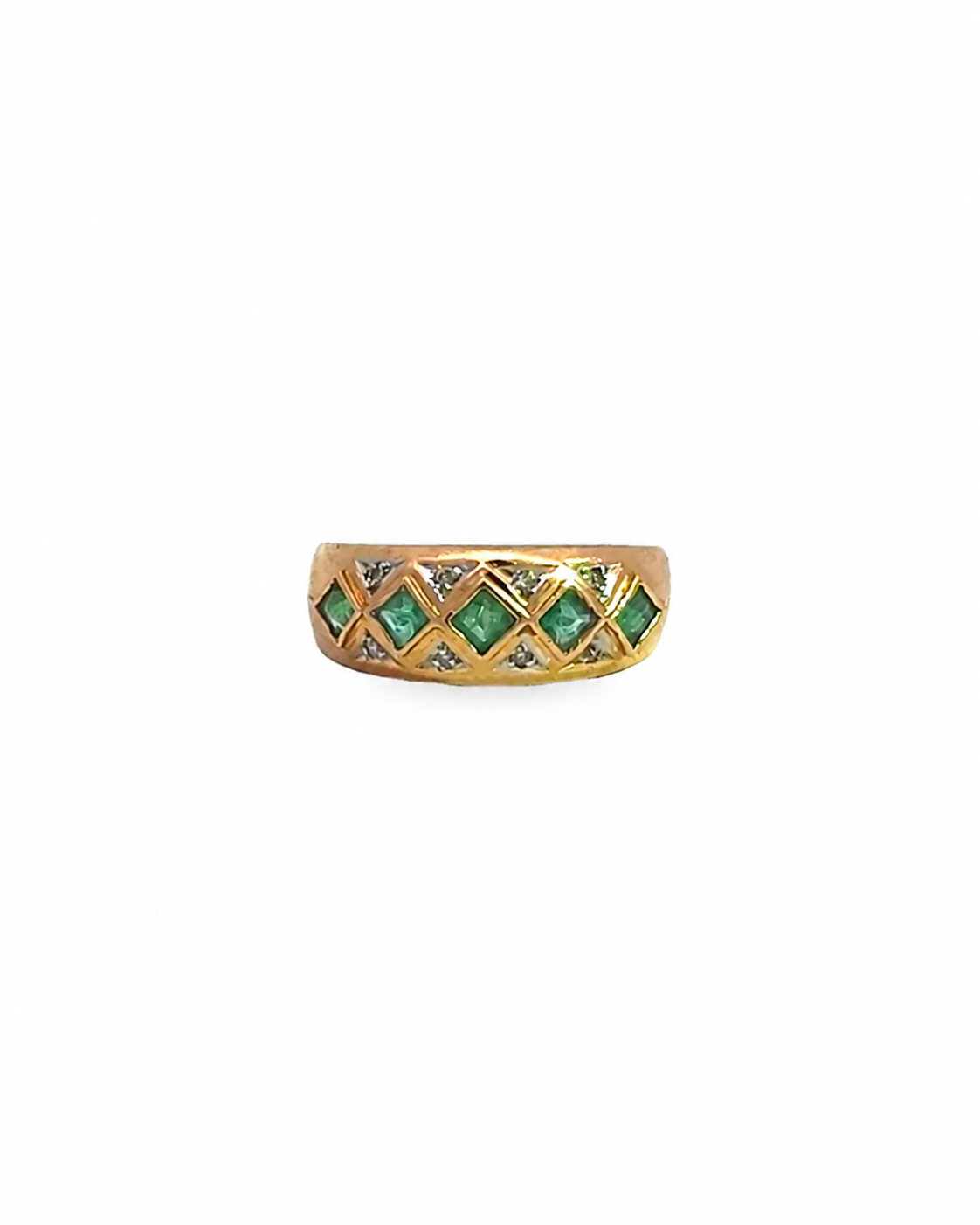 Vintage Emerald and Diamond Band