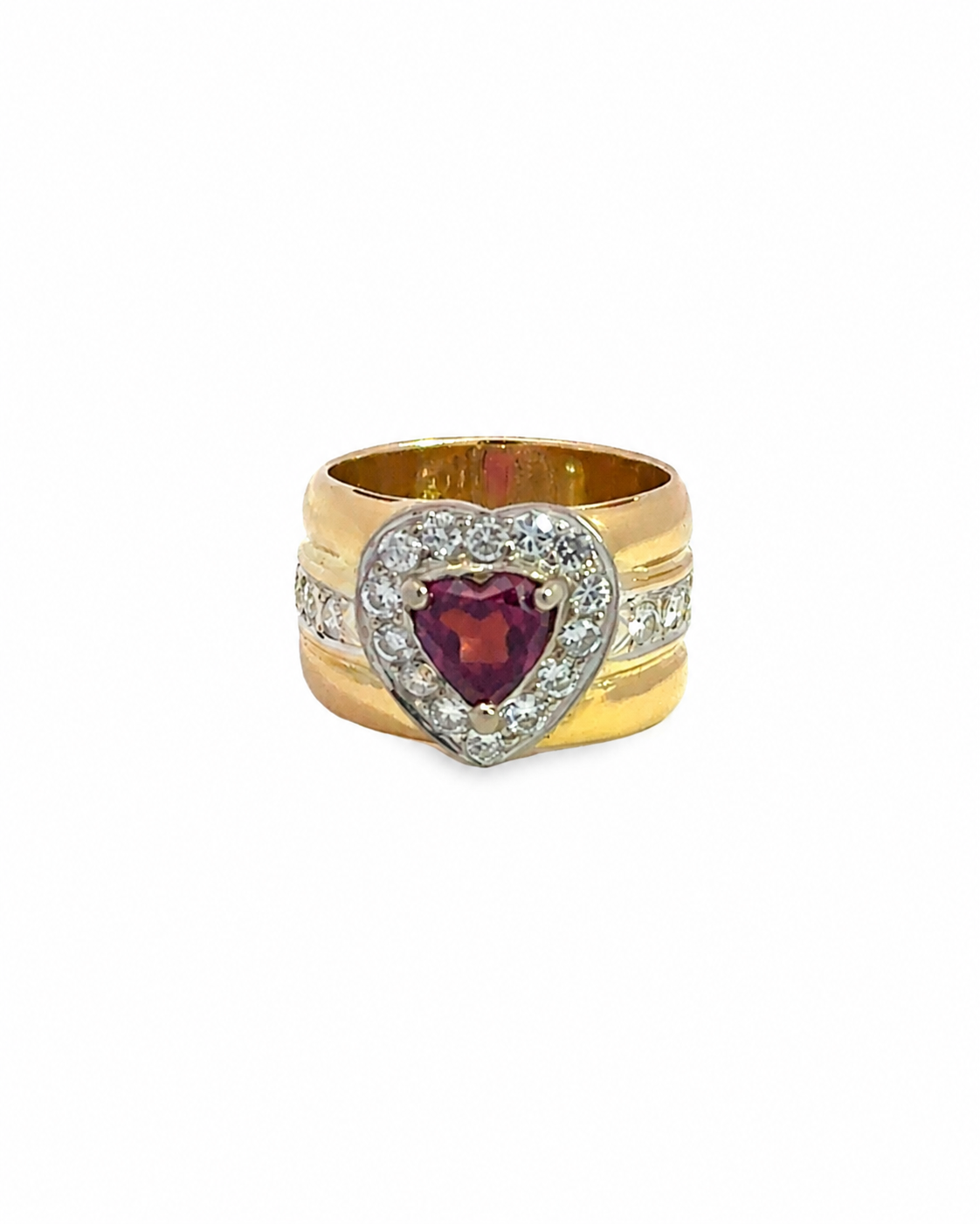 Vintage Tourmaline Heart Ring in 14K Yellow Gold by Alexandra Mann Jewelry