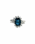 Vintage Blue Sapphire Halo Ring by Alexandra Mann Jewelry