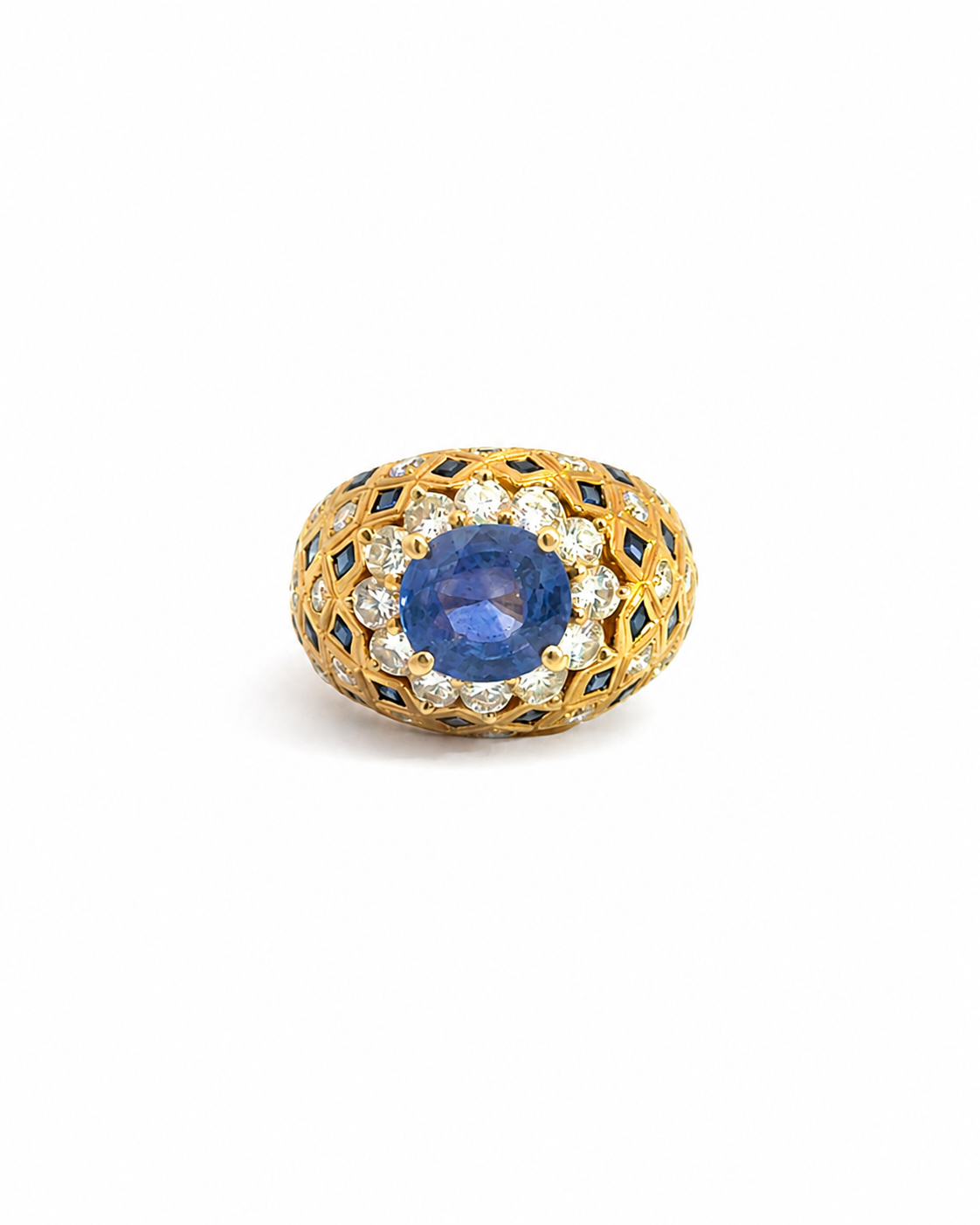 Vintage Sapphire and Diamond Dome Ring