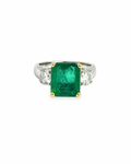 Vintage Diamond and Emerald Ring in 14K Gold by Alexandra Mann Jewelry