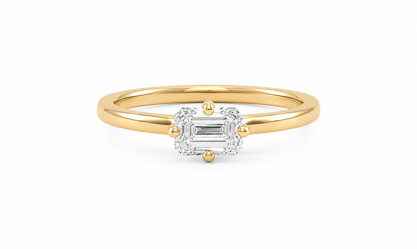 East West Emerald Ring