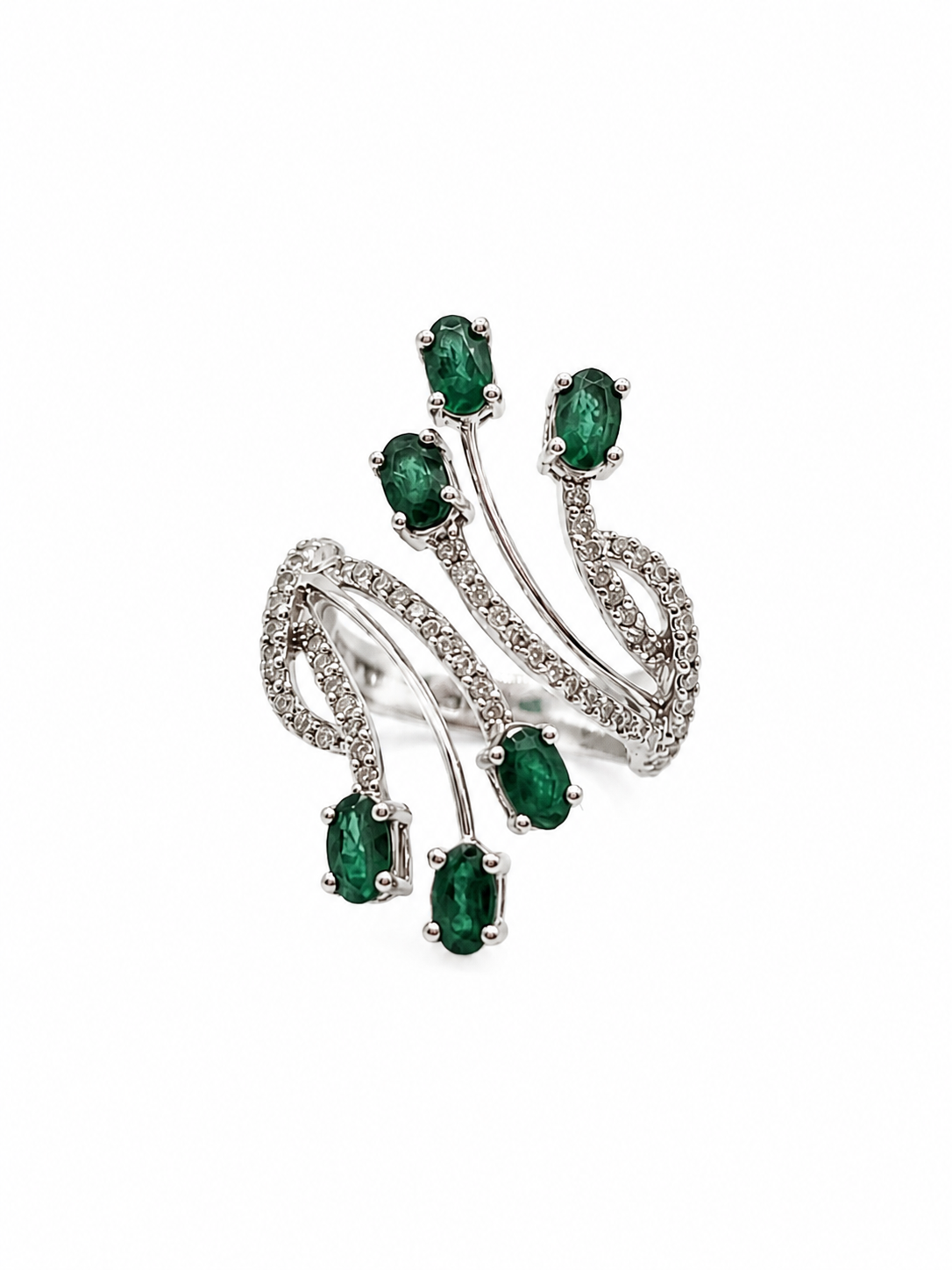 Vintage Diamond and Emerald Vine Ring