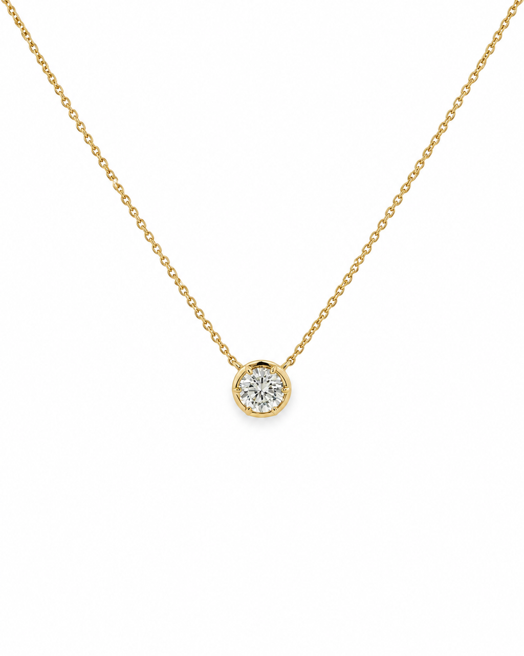 Georgian Set Diamond Solitaire Necklace