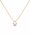 Diamond Hamsa Necklace in 14K Yellow Gold by Alexandra Mann Jewelry