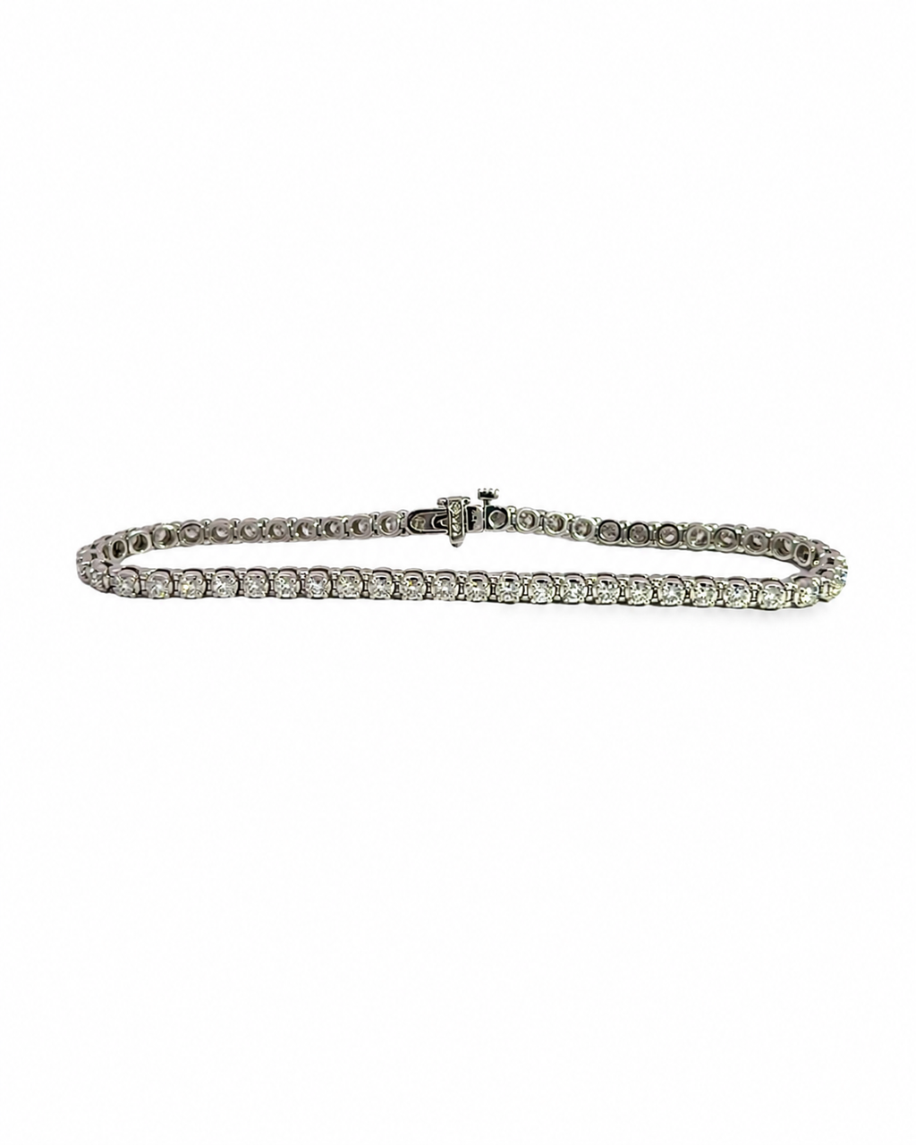 Round Natural Tennis Bracelet in 14K White Gold by Alexandra Mann Jewelry