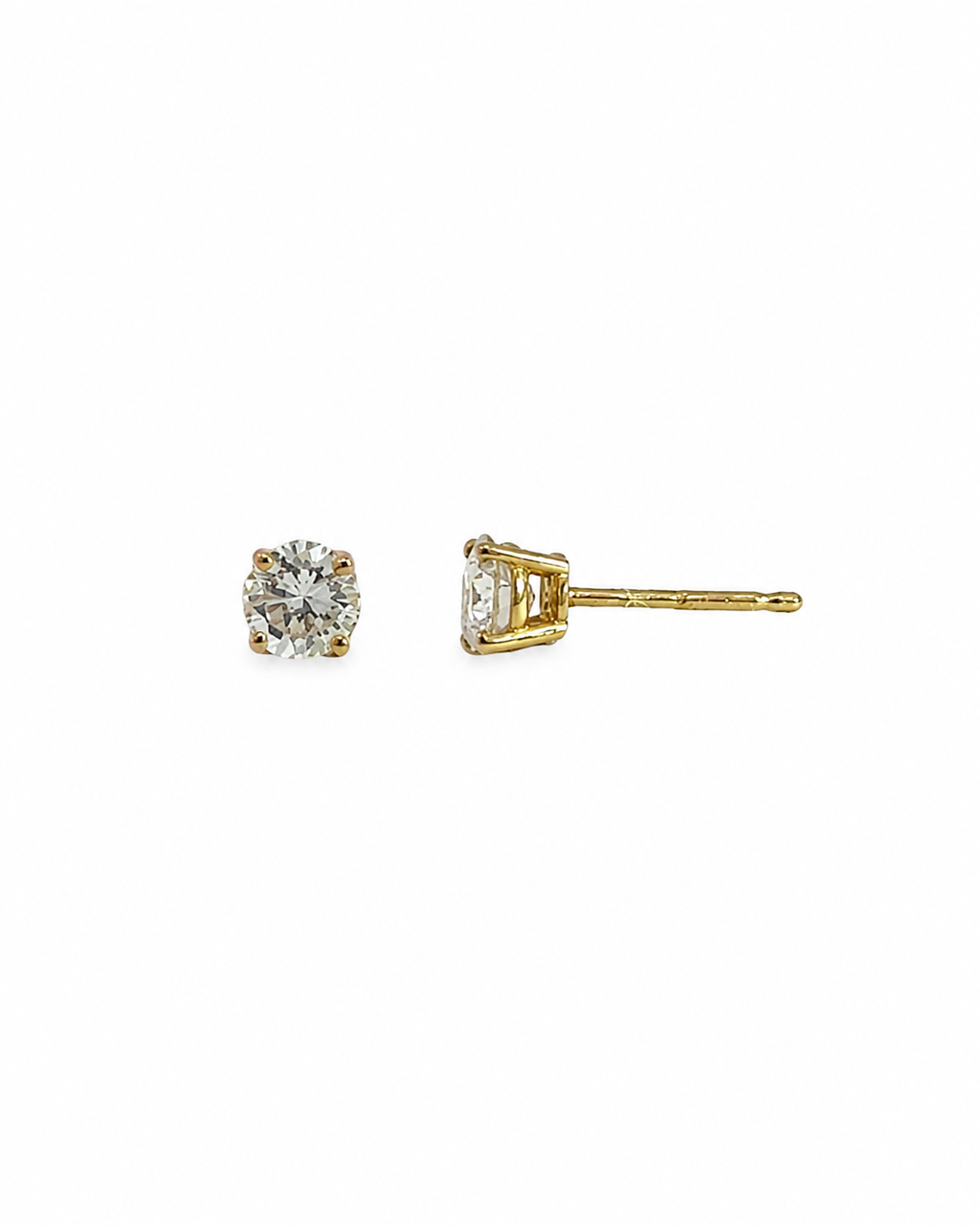 0.60ct Natural Diamond Studs in 14K Yellow Gold by Alexandra Mann Jewelry