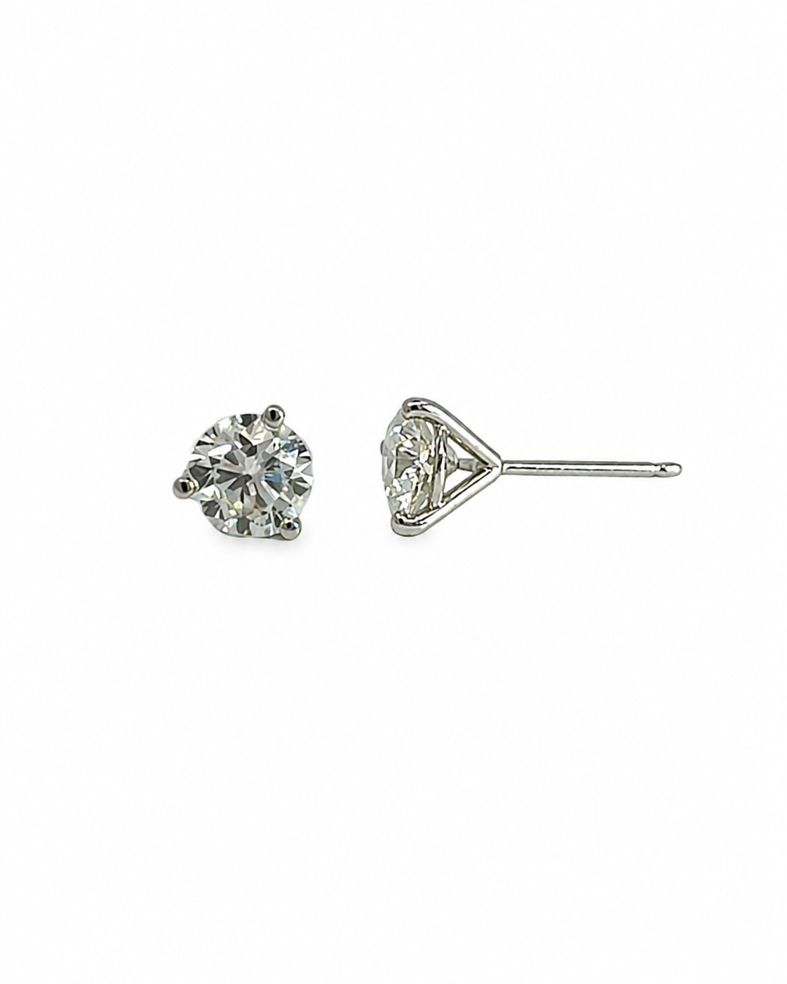 2ct Natural Diamond Martini Studs in 14K White Gold by Alexandra Mann Jewelry