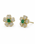Emerald and Diamond Flower Studs