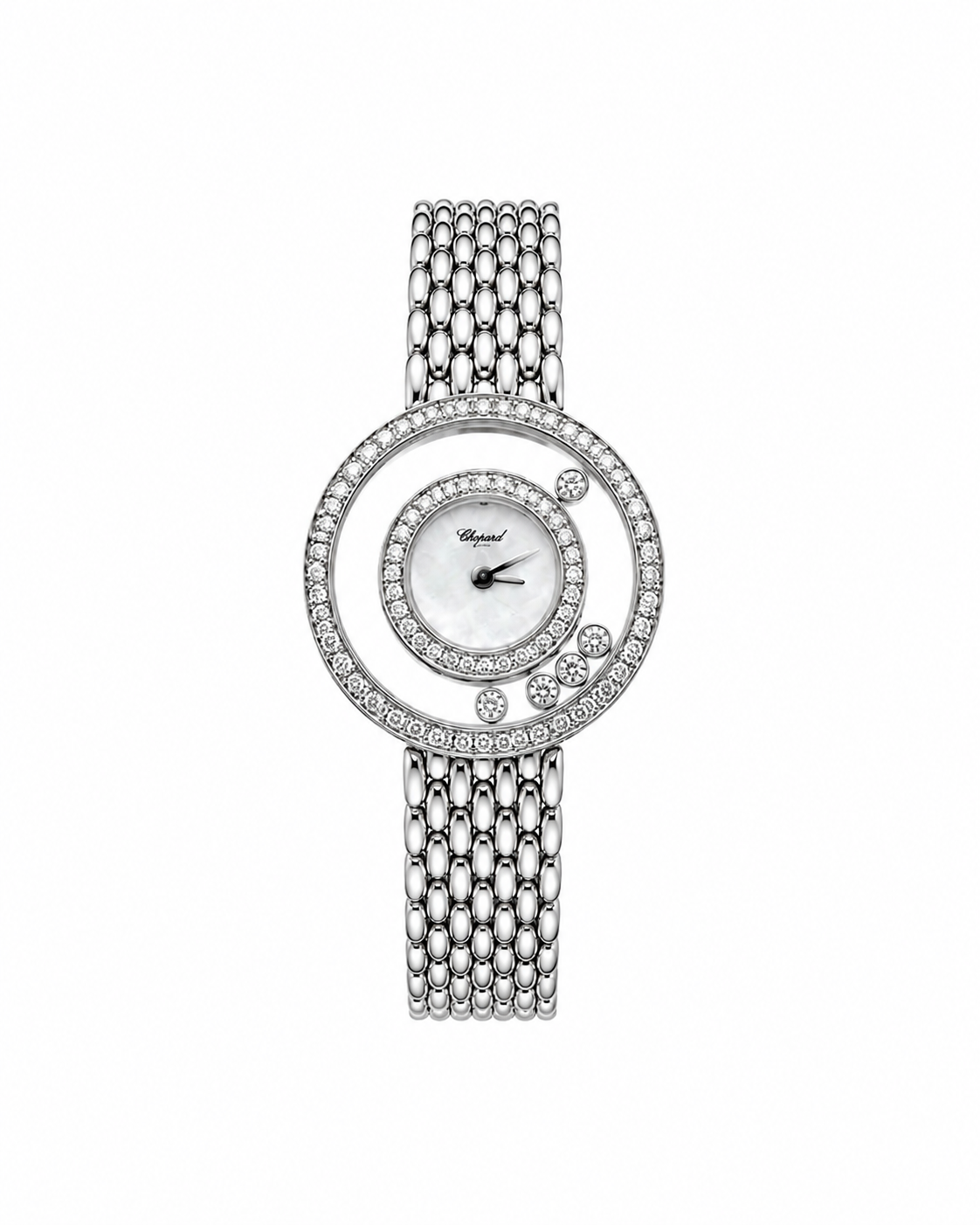 Chopard Happy Diamonds watch, diamond bezel, mother-of-pearl dial