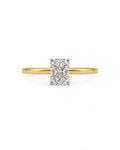 Cushion cut diamond engagement ring, yellow gold, solitaire setting