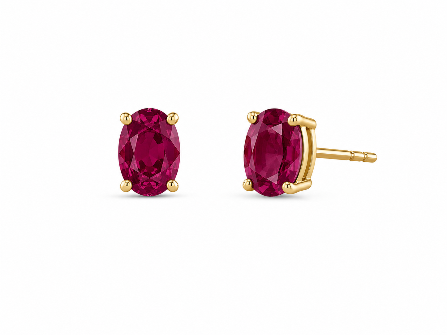 Vintage Oval Ruby Studs