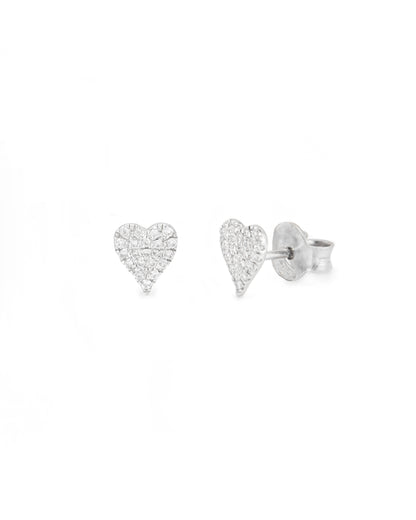 Heart-shaped silver earrings on a white background