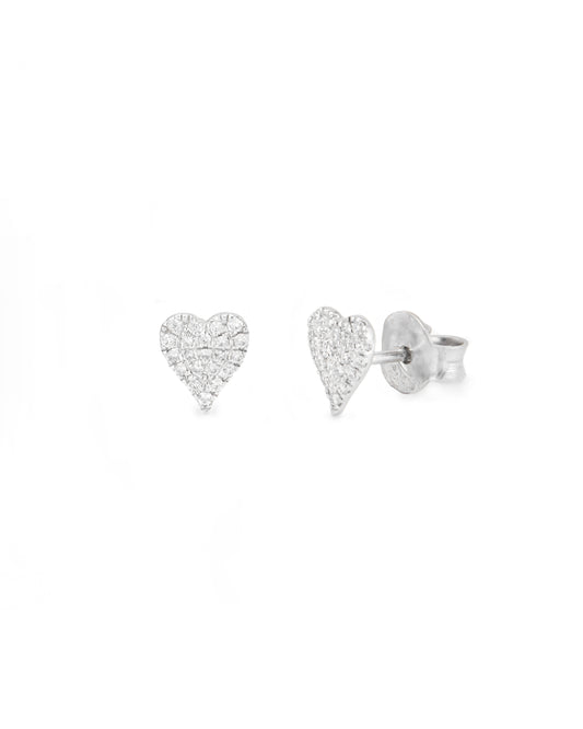 Heart-shaped silver earrings on a white background