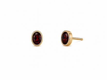 Oval Garnet Bezel Studs