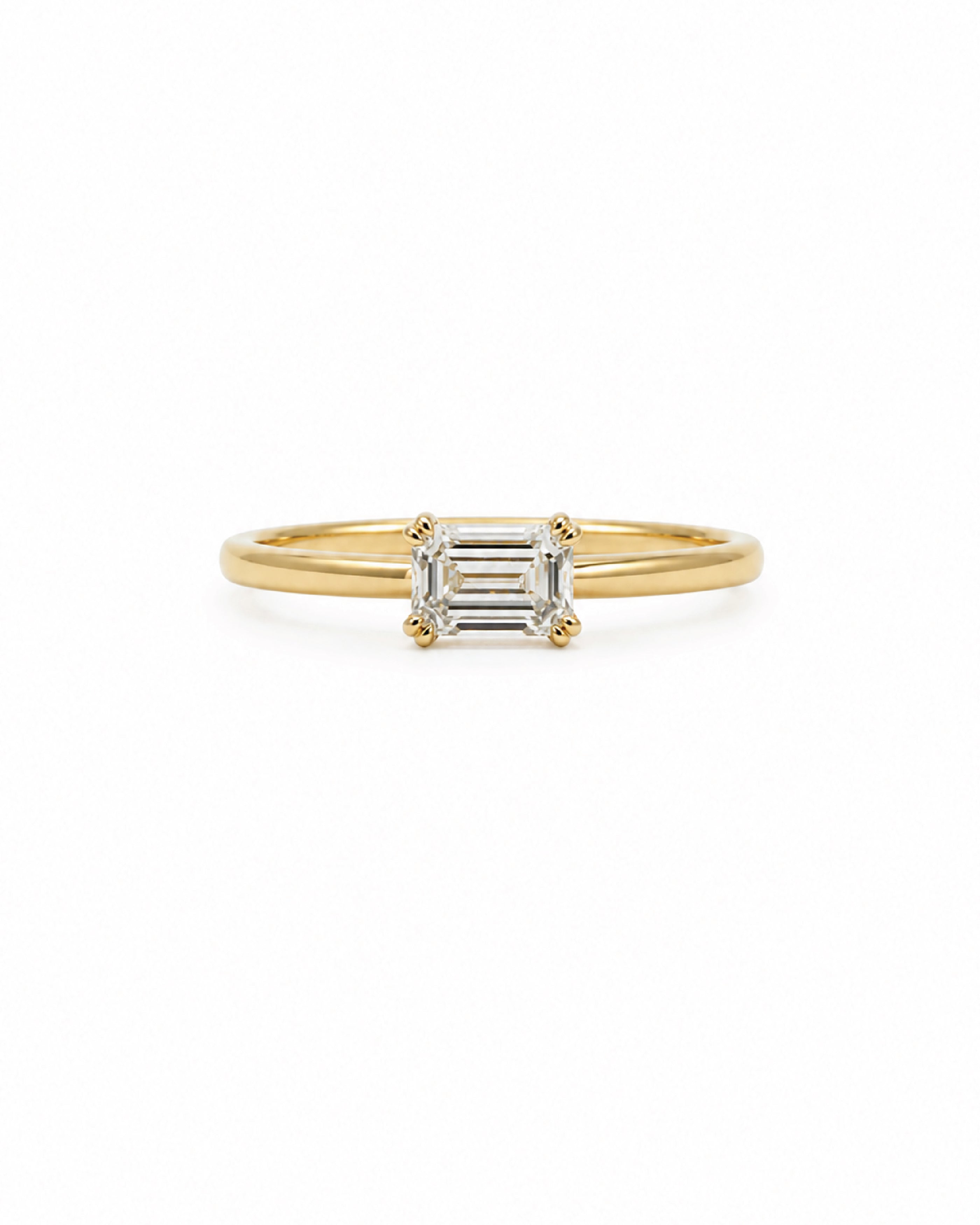 14k gold east-west emerald-cut diamond ring