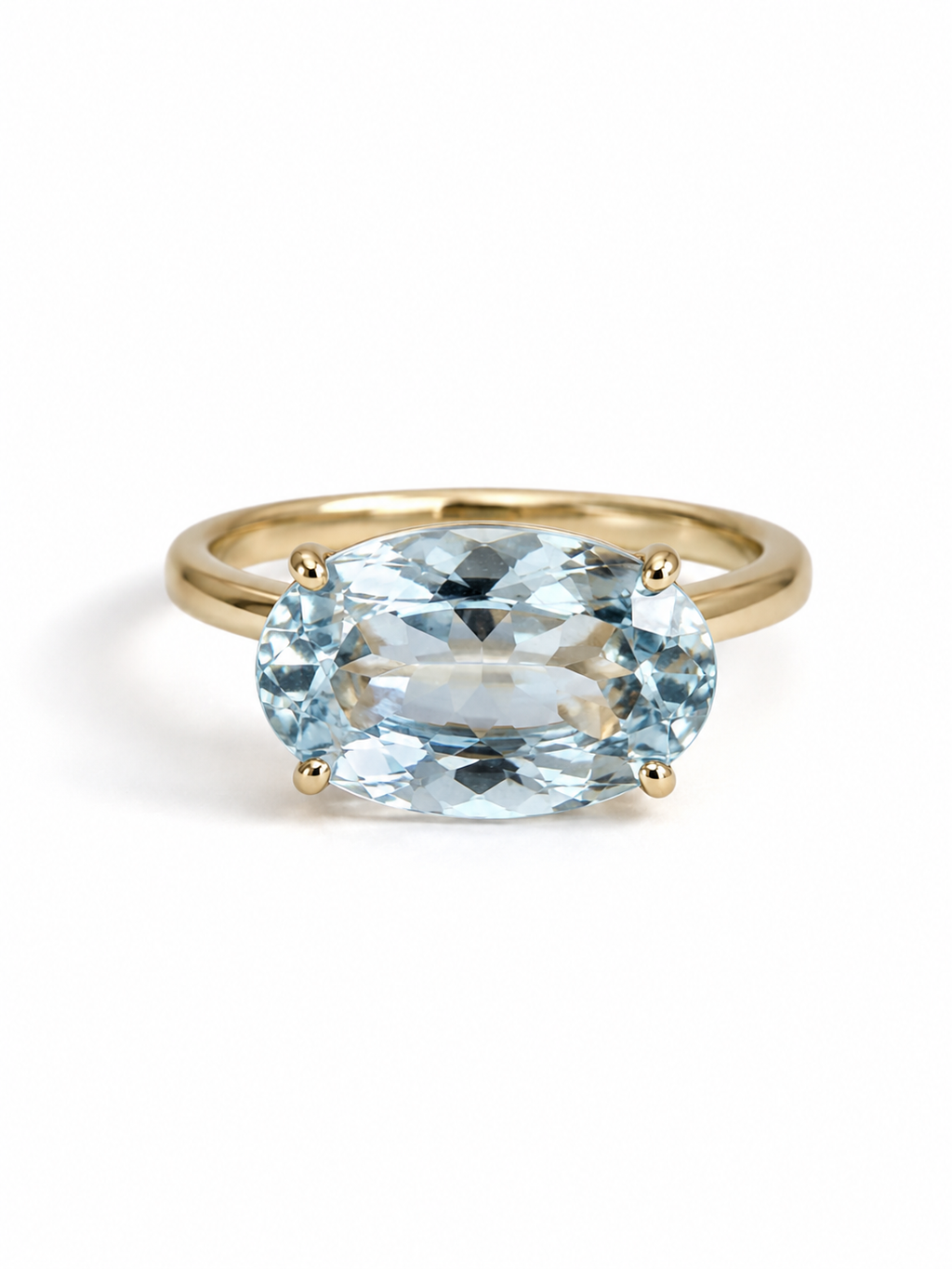 East West Set Oval Solitaire Ring