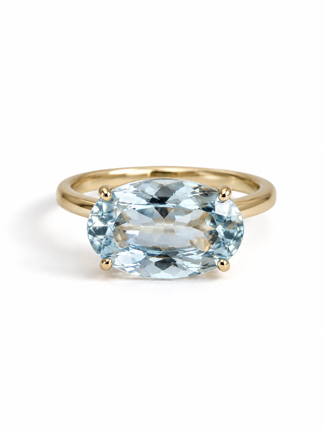 East West Set Oval Solitaire Ring