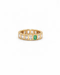 Emerald bezel eternity band, yellow gold, birthstone option