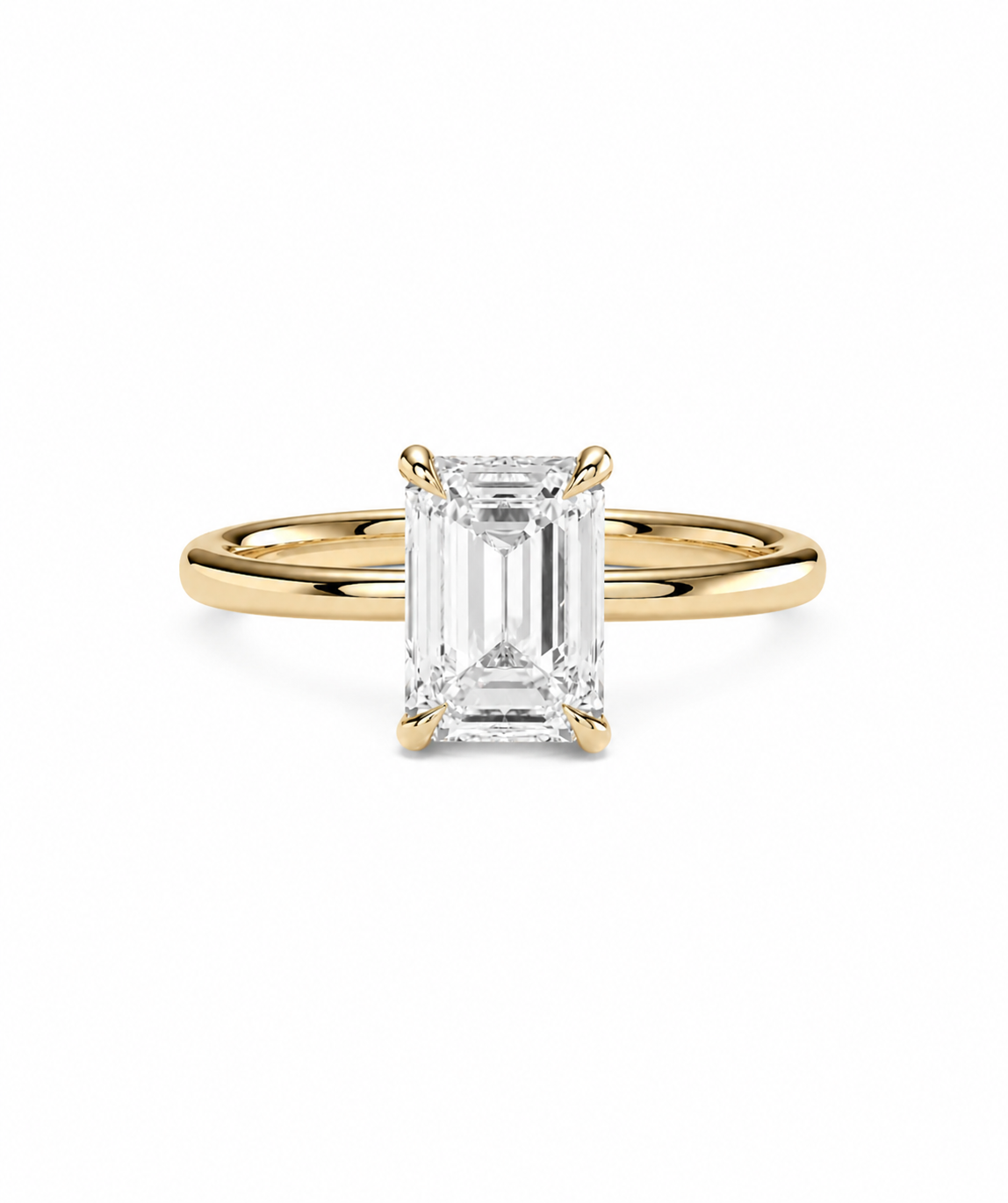 Emerald-cut diamond engagement ring, yellow gold
