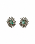Vintage Emerald and Diamond Cluster Earrings