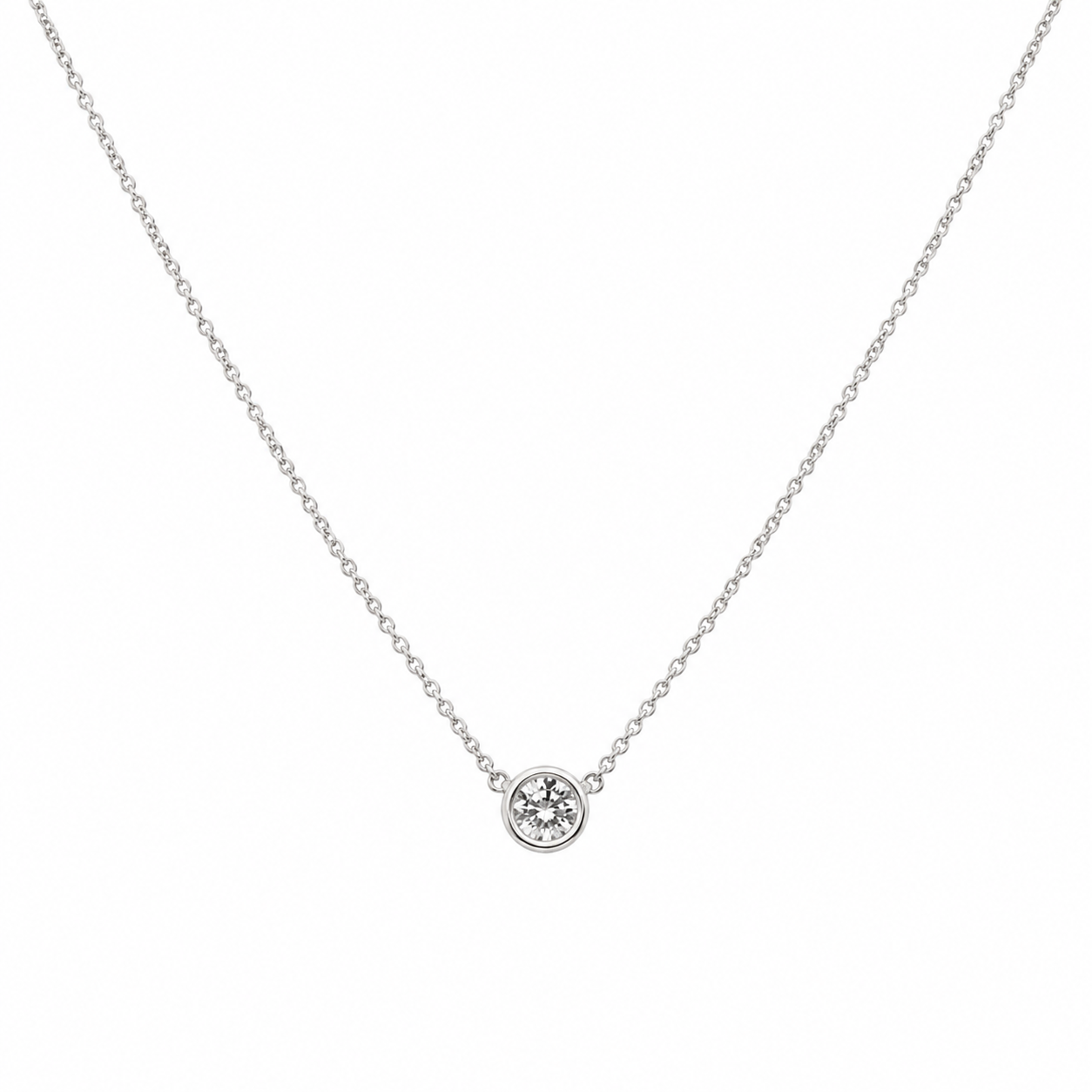 White Gold Diamond Bezel Necklace