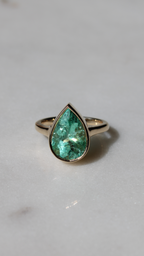 Pear Shaped Emerald Bezel Set Ring