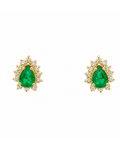 Vintage Pear Emerald Halo Studs
