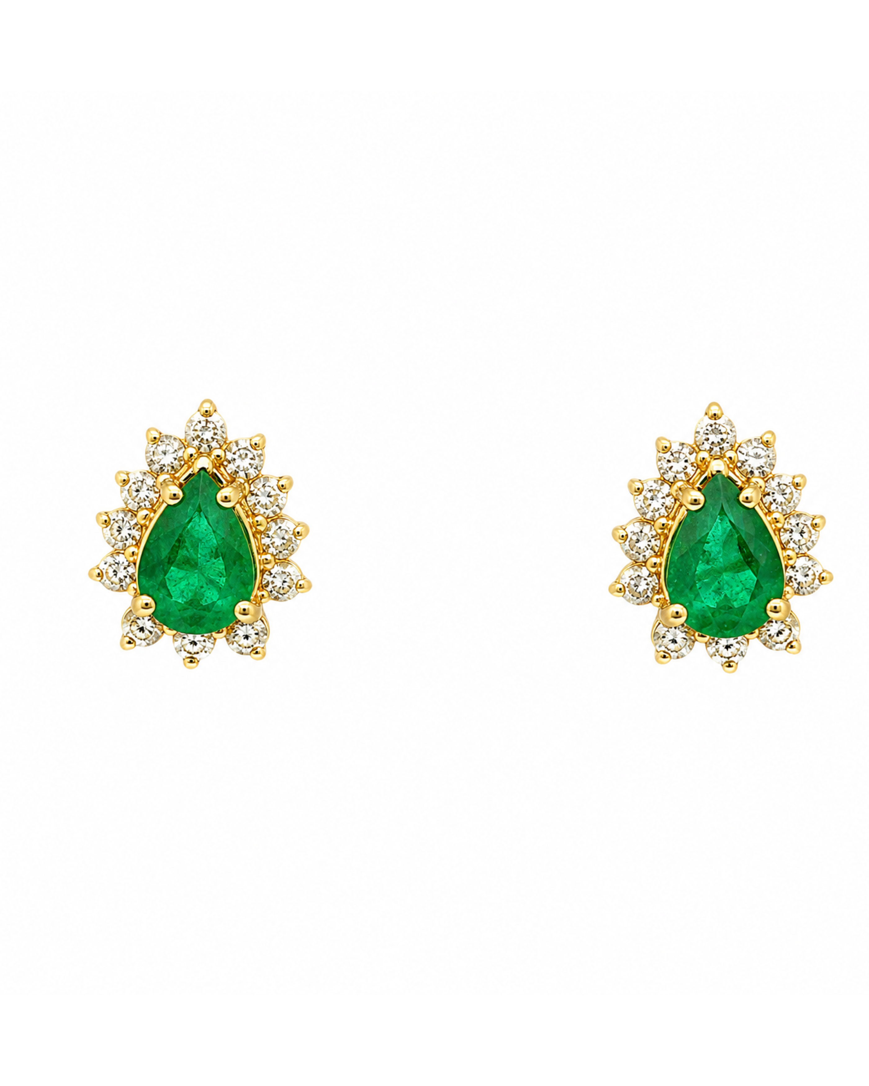 Vintage Pear Emerald Halo Studs
