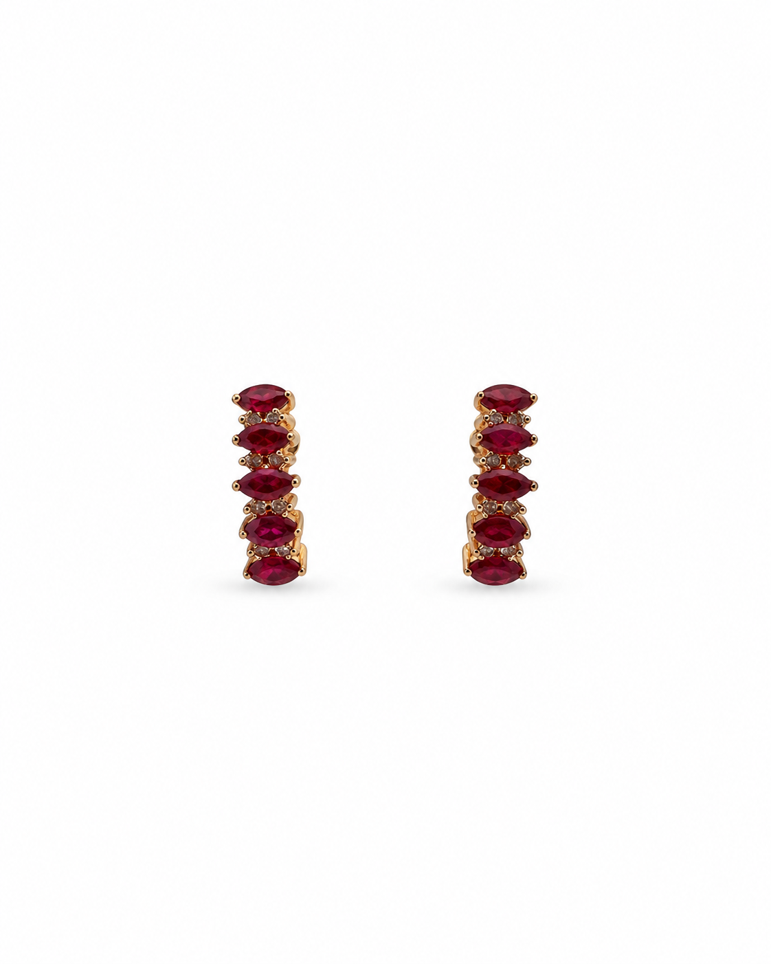 Vintage Marquise Ruby and Diamond Earrings