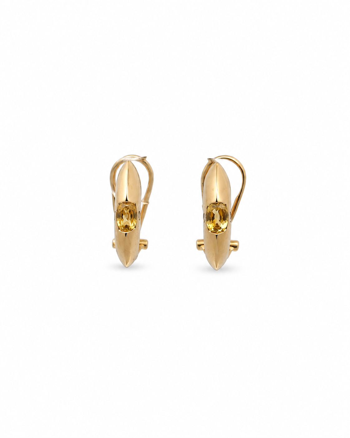 Vintage Hook Back Yellow Sapphire Hoops