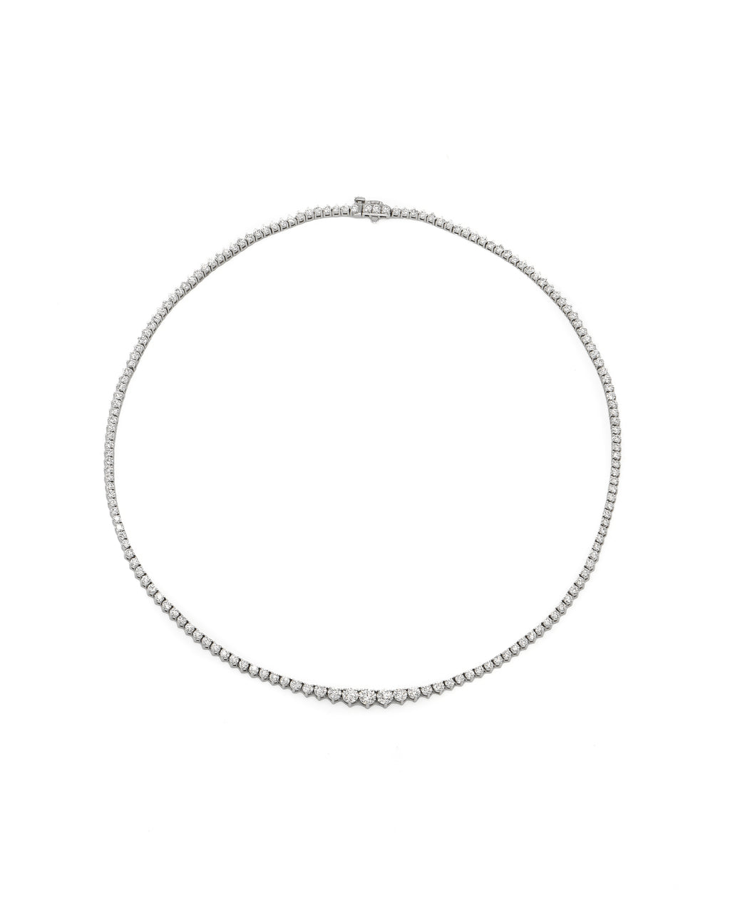 Graduated Three Prong Diamond Tennis Necklace