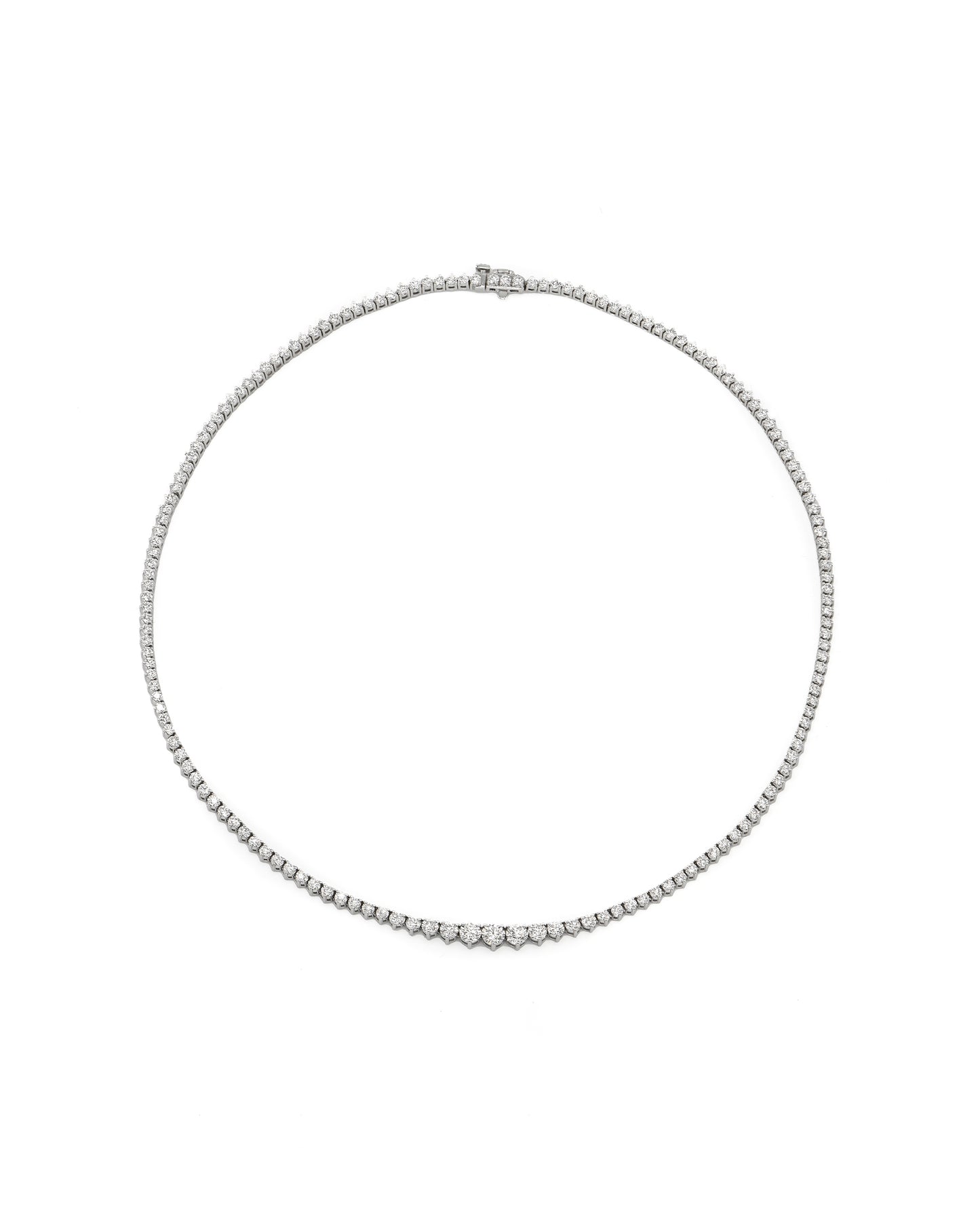 Graduated Three Prong Diamond Tennis Necklace