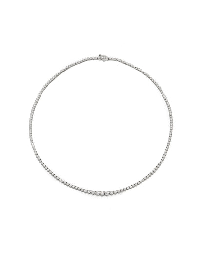 Graduated Three Prong Diamond Tennis Necklace
