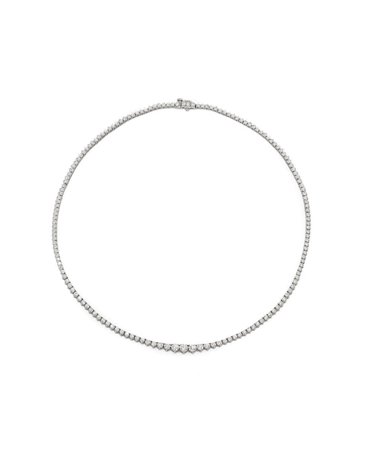 Graduated Three Prong Diamond Tennis Necklace