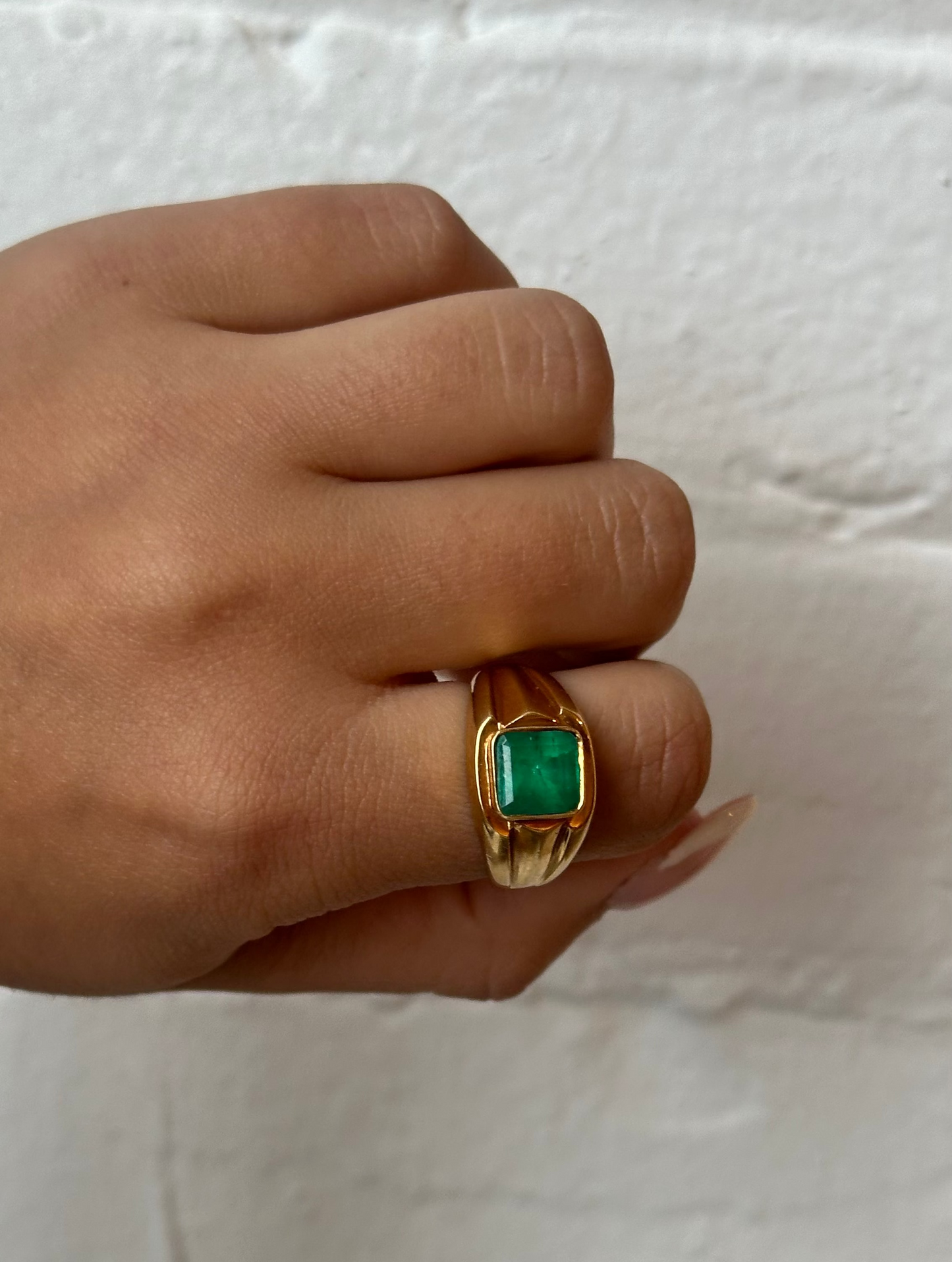 Vintage Bezel Emerald Signet Ring
