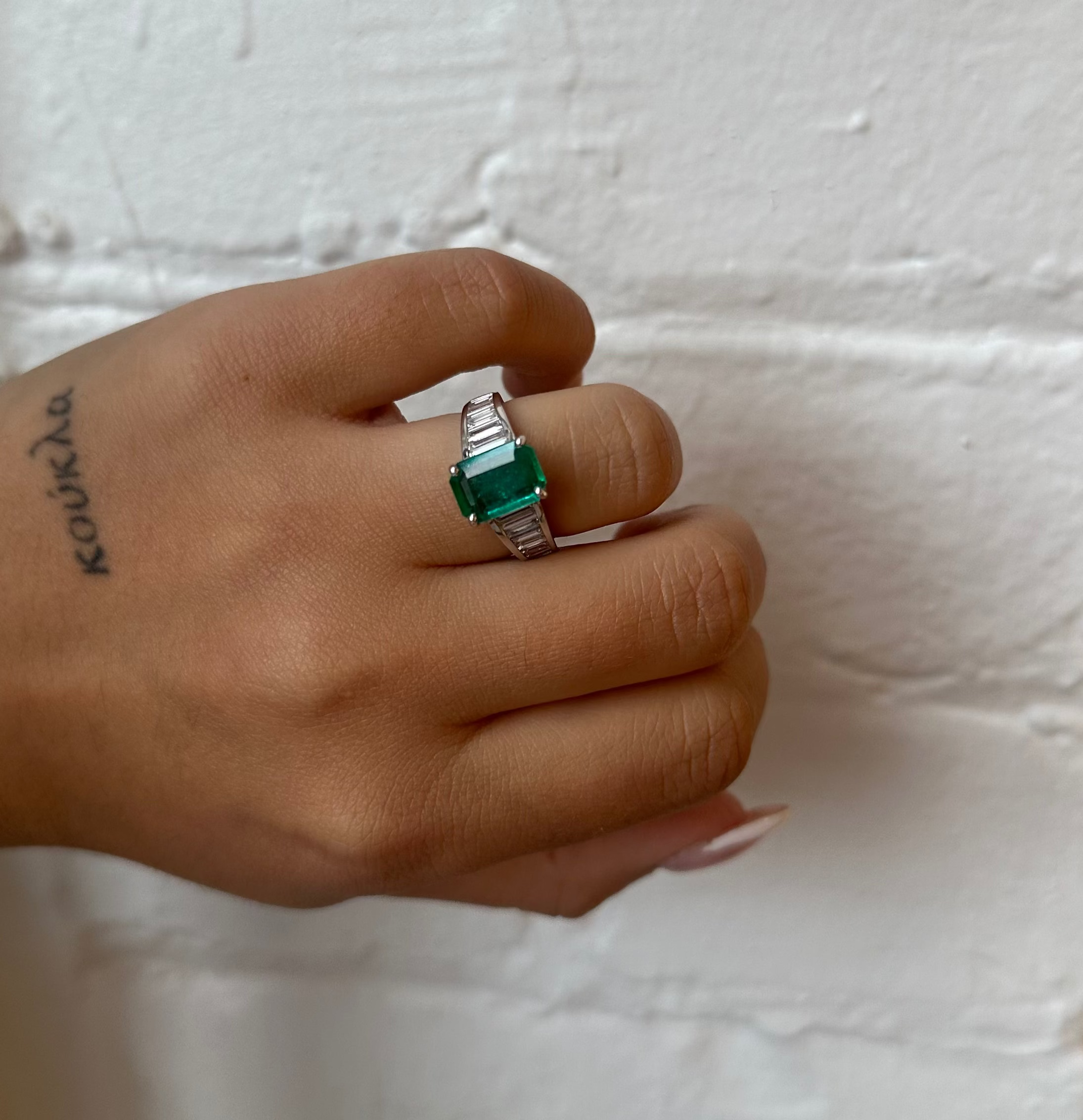 Vintage Emerald and Baguette Ring