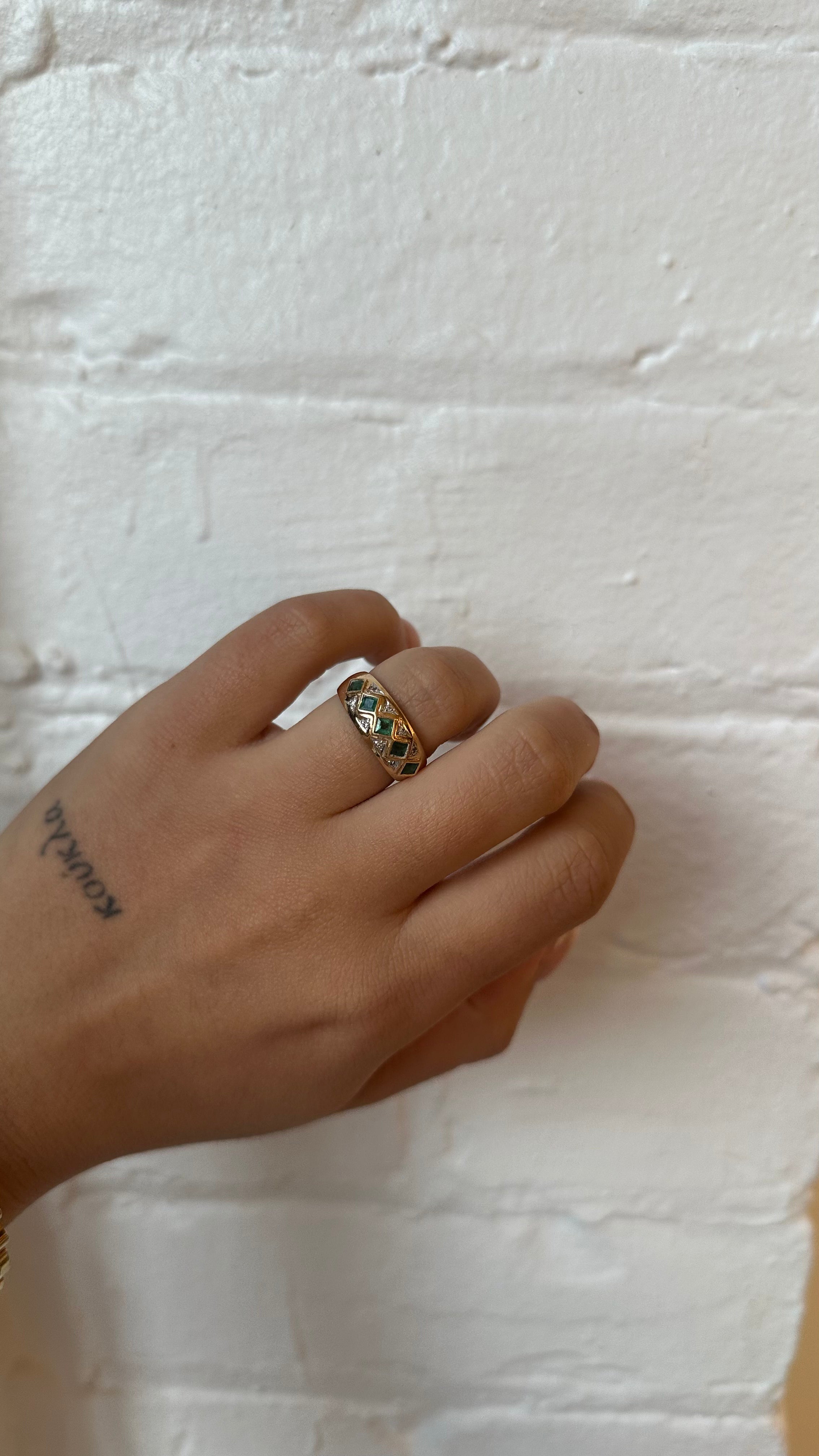 Vintage Emerald and Diamond Band